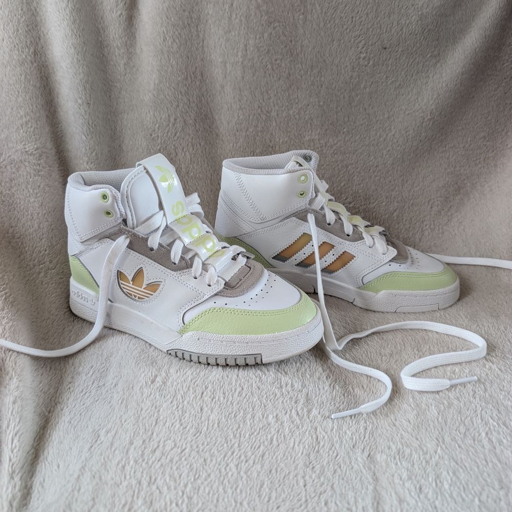 Adidas High-Top Sneakers in White and Green